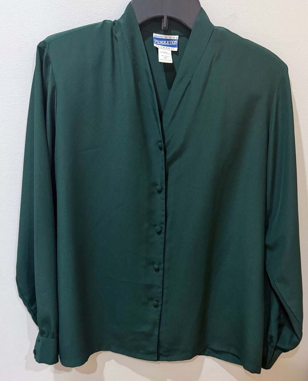 Pendleton Classic Blouse Vintage Size 10 sark teal Green